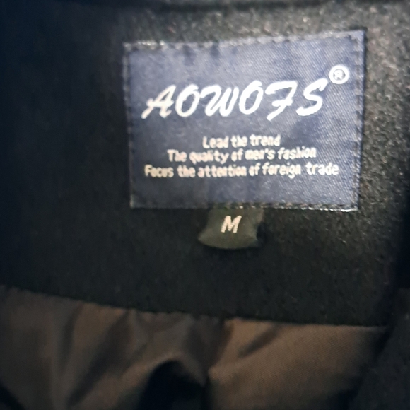 Men's lightweight navy blue peacoat double breasted cotton wool feel lined Small - Picture 10 of 11